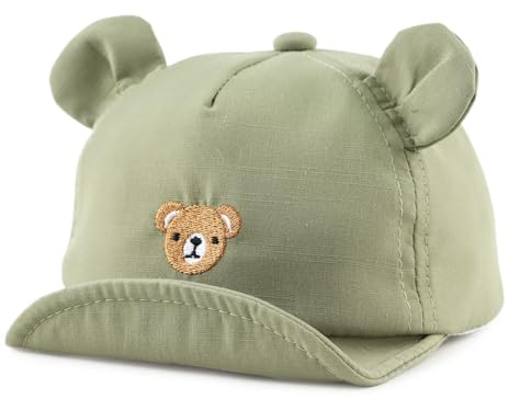 MniJiza Baby Boy Baseball Cap Infant Girls Cute Bear Ear Sun Hat Toddler Adjustable Cotton Cap for Spring Summer
