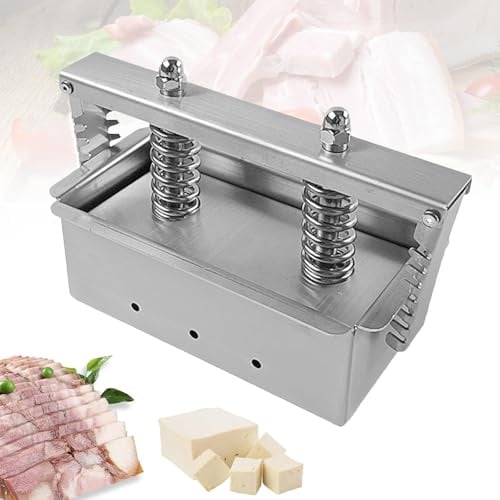 Ysislybin Pressa per Carne, Acciaio Inossidabile Stampo per Hamburger Pressa per Carne da Pranzo in Acciaio Inossidabile con Doppia Molla di Compressione Utensile per Pressatura Rettangolare, 1 kg
