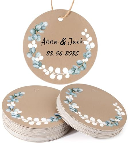 BOFUNX 50pcs Etiquetas Papel con Cuerda de Yute de 10m para Decoración de Regalo de Boda Fiestas Cumpleaños