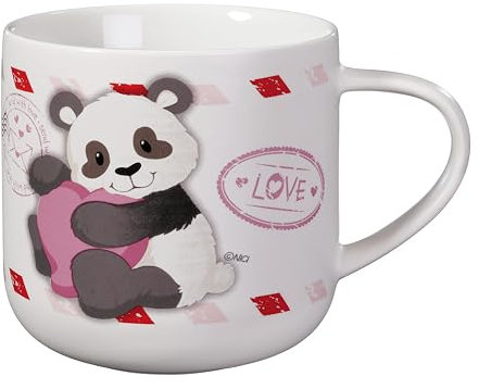 NICI Tasse Love Panda & Schmetterling 420ml 9,5x9,5cm - weiß - Teetasse Kaffee-Tasse Porzellantasse Henkeltasse Tasse Mug mit Henkel für Kalt- und Heißgetränke | 62632