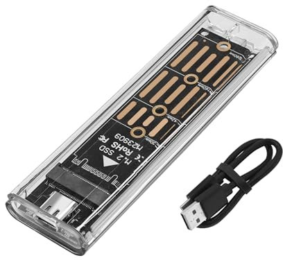 NVME Gehäuse, M.2 SSD Gehäuse, NVMe USB 3.2 Adapter Gen 2 (10Gbps), Externes SSD m2 Adapter Gehäuse für NVMe PCIe M-Key (2230/2242/2260/2280), Unterstützt UASP, TRIM, Plug & Play, Transparentes Design