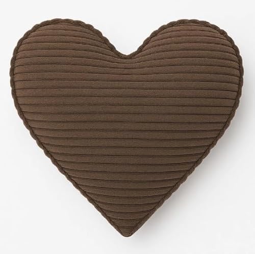 chilly pilley® Dekorative Kissen aus Cord – Mond, Herz & Wolke – Weiche Cordstoff Kuschelkissen für Kinderzimmer, Sofa & Bett – Zierkissen (Braun, Herz)