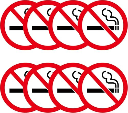 8 Stück Rauchverbot Aufkleber Selbstklebende Vinyl Sticker für Auto, Fenster, Türen, Büro & öffentliche Bereiche