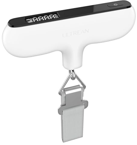 Ultrean Luggage Scale, 110 Lb/ 50Kg Handheld Baggage Scale, Portable Digital Weight Scale Electronic Suitcase Scale Hanging Scales with Rubber Paint, Hook (White)