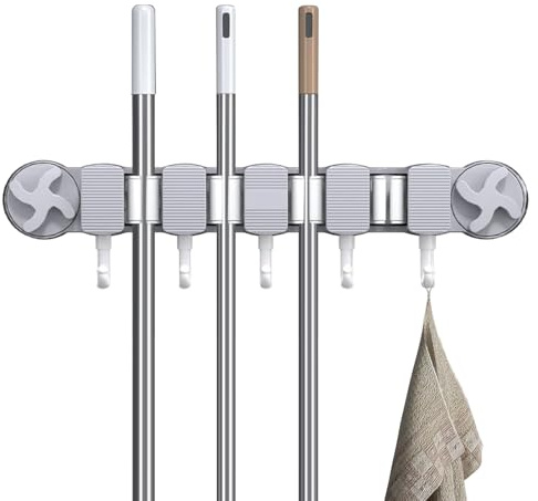 Ylnailky Organizador De Escobas Para Pared | Almacenamiento Resistente Con Ventosas | Organizador Ahorrador De Espacio Para Herramientas De Jardín Uso Industrial Y Hogar