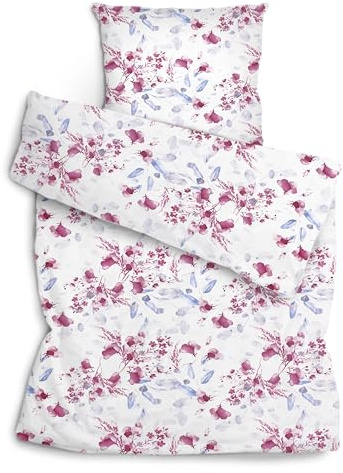 Amilian Bettwäsche Set 2-teilig 135x200 cm + 80x80 cm - 100% Baumwolle, weich, pflegeleicht, für Kinder; Jugendliche; Erwachsene - modernes Design - Flowers