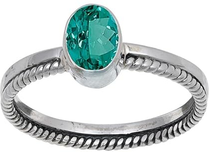 JEWELSTREZORO Laborgezüchteter grüner Paraiba-Turmalin Edelstein 925 Sterling Silber Stilvoller handgefertigter Band Ring Geschenkartikel Männer & Frauen alle Größen Jewerly TSR109AS_17 (63 (20.1))