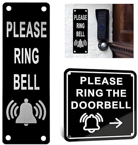 COZERI 2PCS Please Ring Bell Sign, Self-Adhesive Metal Sticker for Door