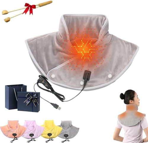 Warmly Pro Massage-Wärmekissen, 2-In-1 Wärme & Massage, Lindert Schmerzen/Verspannungen, 3 Temperatur- Und Massageeinstellungen, Automatische Abschaltung, Verbessert Haltung/Schlaf(GrauA)