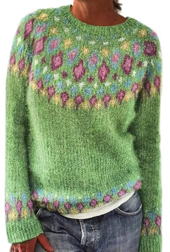 Generisch Langarmshirts für Damen Pullover Weihnachtsshirt Pink Palm Puff Hoodie Strickpulli Oversize Weihnachtspullover Leuchtend What Halloween Sweatshirt Grün 2XL