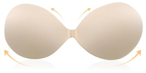 HMCEY Reggiseno Invisibile Push Up,Reggiseno Silicone Adesivo,Coppe Adesive Seno Riutilizzabili,Coppette in Silicone per Seno,Sticky Bra,Adhesive Bra per Abito da Sposa,Appiccicosi,Costume-B