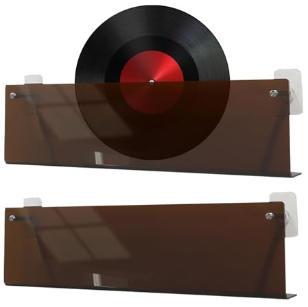 Generico Album Wall Display Rack - Acryl 40x15x6cm 2 Stück Set | No Drill Album Holder Shelf | Vinyl Record Organizer for Books Documents Music Storage Living Room Bedroom Home Theater