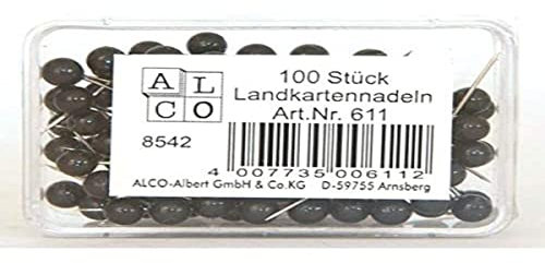 ALCO-Albert 611 - Landkartennadeln, Ø 5 x 16 mm, Dose á 100 Stück, schwarz