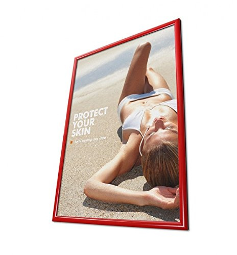 UNIPOS® Klapprahmen rot DIN A1. Hochwertige Alu-Konstruktion (25 mm) und einfacher Posterwechsel.