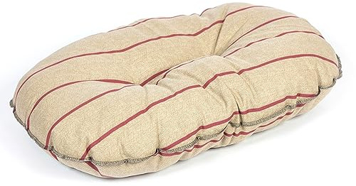 Danish Design Heritage Herringbone Beige and Burgundy Stripes Soft Quilted Dog/Puppy Mattress 18 Inch