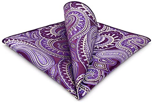 S&W SHLAX&WING Herren Einstecktücher Violett Paisley Seide Hochzeit