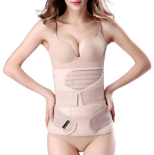3 in 1 Postpartale Bauch Unterstützung Erholung Gürtel - Postpartum Gürtel für Damen - Postnatal Bauchgurt nach Geburt - Rückbildungsgürtel nach Geburt (Beige, XL)