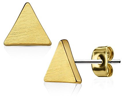 beyoutifulthings Damen 1 Paar Ohringe Ohrringe Set Stecker Edelstahl Chirurgenstahl Dreieck gebürstet gold