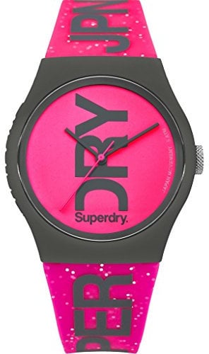Superdry Damen Analog Quarz Uhr mit Silikon Armband SYL189PP