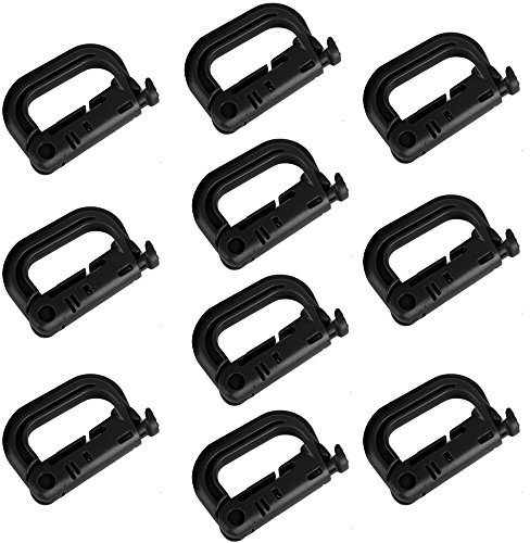 Karabiner Clip Verschluss Klein Plastik D Ring Schlüsselanhänger für Rucksack and MOLLE System Zubehör 10 Stück Schwarz