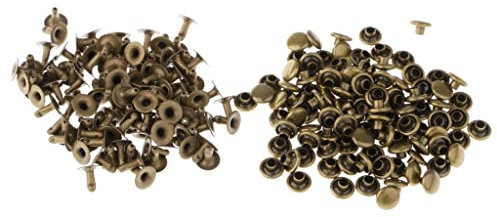 F Fityle 100er Rundnieten Hohlnieten Nieten Ziernieten Ledernieten, Bronze-, 6x4mm; 6x6mm