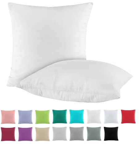 BaSaTex Doppelpack Baumwolle Renforcé Kissenbezug 80x80 cm | Kissenbezüge aus 100% Baumwolle | Kissenhüllen in Weiss