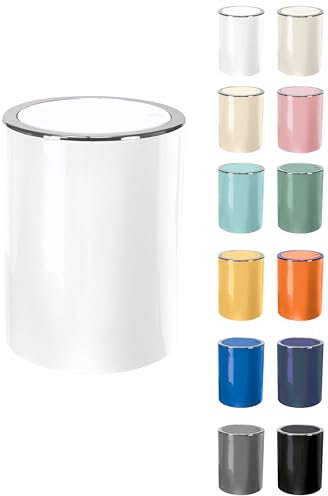 KW Clappe 5Ltr Plastic Swing Bathroom/Kitchen/Small Waste/Office Bin (Polar White)