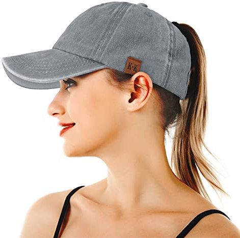 BLURBE Baseball Cap Für Pferdeschwanz - Washed Vintage Baseballkappe, Unisex Einstellbar Ponytail Baseballmütze UV Sonnenhut Coole Mütze Hip-Hop Cap Sport Mütze
