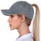 BLURBE Baseball Cap Für Pferdeschwanz - Washed Vintage Baseballkappe， Unisex Einstellbar Ponytail Baseballmütze UV Sonnenhut Coole Mütze Hip-Hop Cap Sport Mütze