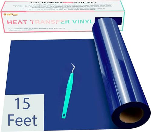 HTVRONT Heat Transfer Vinyl Blue HTV Vinyl Rolls - 12 x 15ft Blue Iron on Vinyl for All Cutting Machines, Royal Blue HTV Vinyl for Shirts - Easy to Cut & Weed for Heat Vinyl Design (Royal Blue)