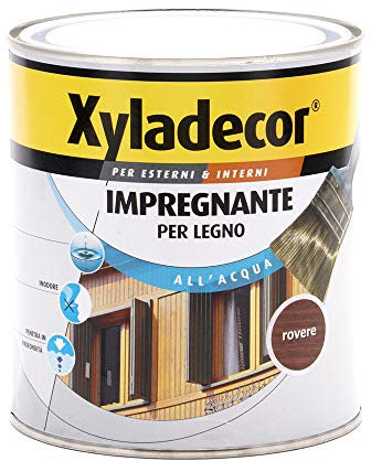 Xyladecor IMPREGNANTE ALL' ACQUA per Legno vernice Fondo per Interni ed Esterni, Inodore, colore ROVERE 750ML, 750 ML