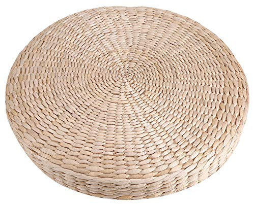 Puf redondo de 40 cm Cojín de tatami Cojines de suelo Asiento plano Paja Meditación Estera de yoga suave Almohada de suelo ecológica Sentado de punto Jardín Comedor Decoración del hogar Exterior