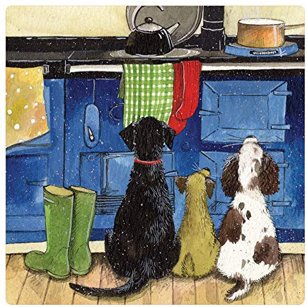 ALEX CLARK Hotdogs Dog Fridge Magnet - Country Cottage - Britsh Countryside - Happy Dogs - Original Artwork - Fridge Magnet for Animal Lovers - Magnetic Art Tile - Gift Ideas - Designed in The UK..