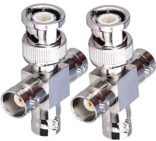 TUOLNK 2er-Pack BNC-Stecker auf 3 Buchse T-Typ-HF-Koaxialstecker 4-Wege-Splitter-Koax-Adapter für Rundfunk-/Verlängerungskabel BNC-T-Anschlüsse T-Form