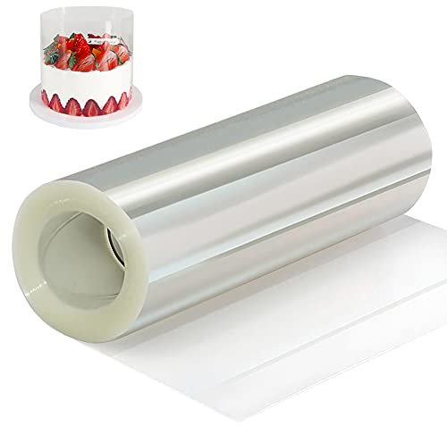 YQL Acetate Cake Collars 15cm x 10m, 6inch x 394inch Clear Cake Sheets Transparent Acetate Roll for Cakes Chocolate Mousse Cake Crafting Decorating