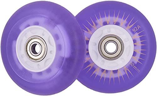 SSCYHT 4 Stück leuchtende Inline-Skate-Rollen, LED-Roller-Rollen, LED-Blitz-Ersatzrad mit Kugellager für Kinder und Jugendliche,Lila,64mm