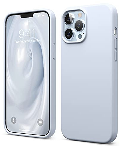 elago Liquid Silicone Case Compatible with iPhone 13 Pro Max Case (6.7), Premium Silicone, Full Body Protection - 3 Layer Shockproof Phone Cover, Anti-Scratch Soft Microfiber Lining (Light Blue)