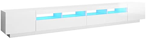 Susany Mobile Porta TV Moderno in Truciolato con 2 Armadietti a Luce LED 180|200|260|300x35x40 cm,Mobile Porta TV con Ripiani,Mobile Porta TV Soggiorno,Mobile Porta TV Soggiorno Moderno