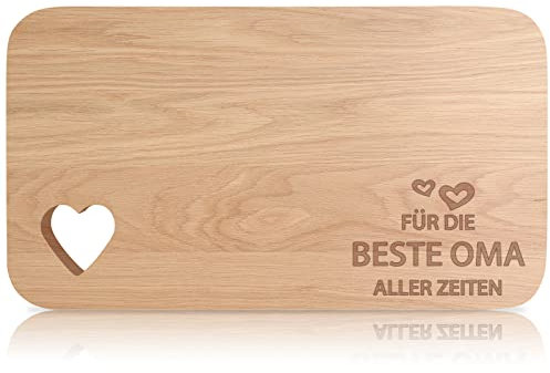 Frühstücksbrettchen aus Holz, Holzbrett mit Gravur, Frühstücksbrett mit Herz-Ausschnitt, Beste Oma Geschenke, Personalisiert Geburtstagsgeschenk Geschenke für Oma