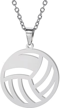 Collana da pallavolo vuota in acciaio inossidabile Collana con ciondolo sportivo da pallavolo geometrico carino Collana da pallone da calcio minimalista Collane con gioielli sportivi Regali con