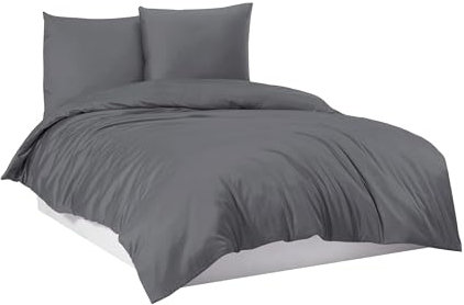 Mixibaby Bettwäsche Bettgarnitur Bettbezug Baumwolle 135x200 155x220 200x200 200x220, Größe:155 x 220 cm, Design Bettwäsche:Anthrazit Uni