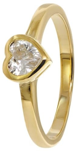trendor Damenring Gold 333/8K mit Zirkonia Herz wunderschöner Ring aus Echtgold für Frauen, zauberhafte Geschenkidee 41558-54 Ringgröße 54/17,2