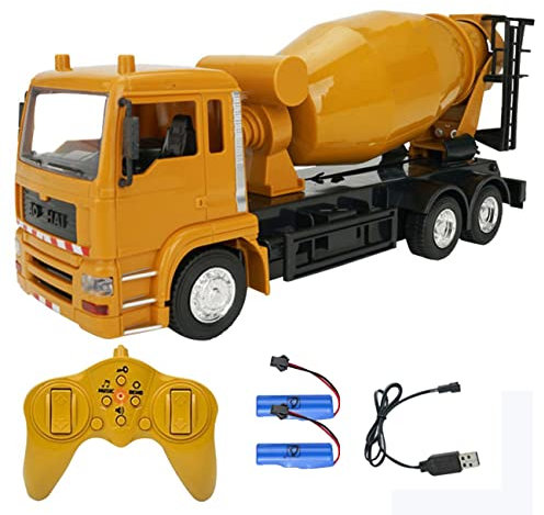 YSWPNA Camion Miscelatore di Cemento RC a 8 canali, Giocattolo per Veicoli da Costruzione RC in Scala 1/24 con Suono e luci, Auto Miscelatore Telecomando a 2,4 GHz per Il Compleanno dei Bambini