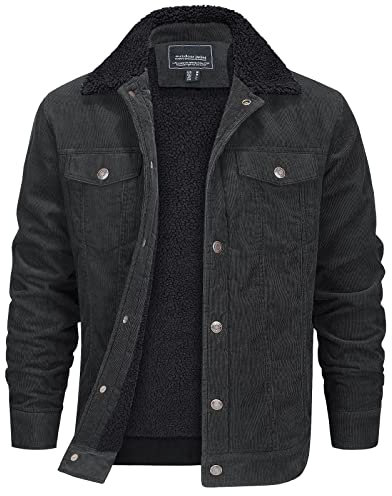 EKLENTSON Fleecefutter Übergangsjacke Herren Frühling Thermo Jacket Teddy Fleece Gefütterte Jacke (L, Grau)