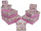 8-teiliges Set Geschenkschachteln Geschenkboxen Geschenkkarton, 8 Stück Geschenkkartonage Boxenset Weihnachten Geburtstag Hochzeit, ca. 22,5 x 22,5 x 8 cm (Rosa mit Rosen & Herzen)