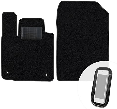 moto-MOLTICO Vorne Fußmatten Auto Velours Autoteppiche Schwarz Automatten Set 2-teilig passend für Renault Twingo II 2007-2014