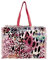 Borsa Mare Skin Animalier Stampa Digitale 100% Cotone Canvas Misura 50x40x15cm Borsa a Spalla da Spiaggia (Fucsia dis2)