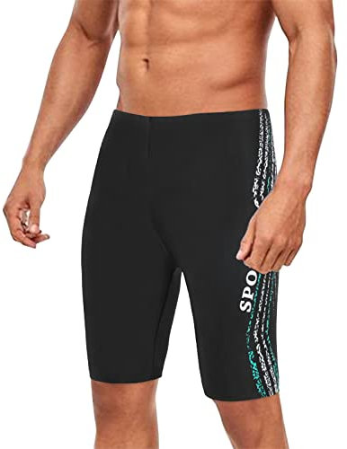 Short de bain long pour homme - Séchage rapide - Protection UV - Longueur genou - Pour la natation, la compétition, la compétition, Vert menthe., 2X-Large