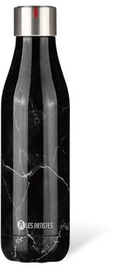 LES ARTISTES Paris A-2555 Bottle'Up, Thermos 500 ml, Gourde isotherme sans BPA, Réutilisable, Garde au chaud 12h et au froid 24h, Acier Inoxydable, Design Black Marble