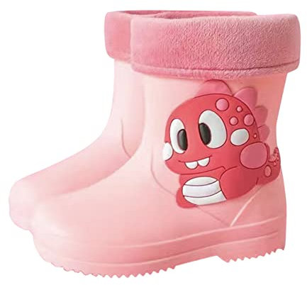 OBiQuzz Stivali da pioggia in gomma per bambini, impermeabili, unisex, per bambini, con imbottitura, a, 19 EU